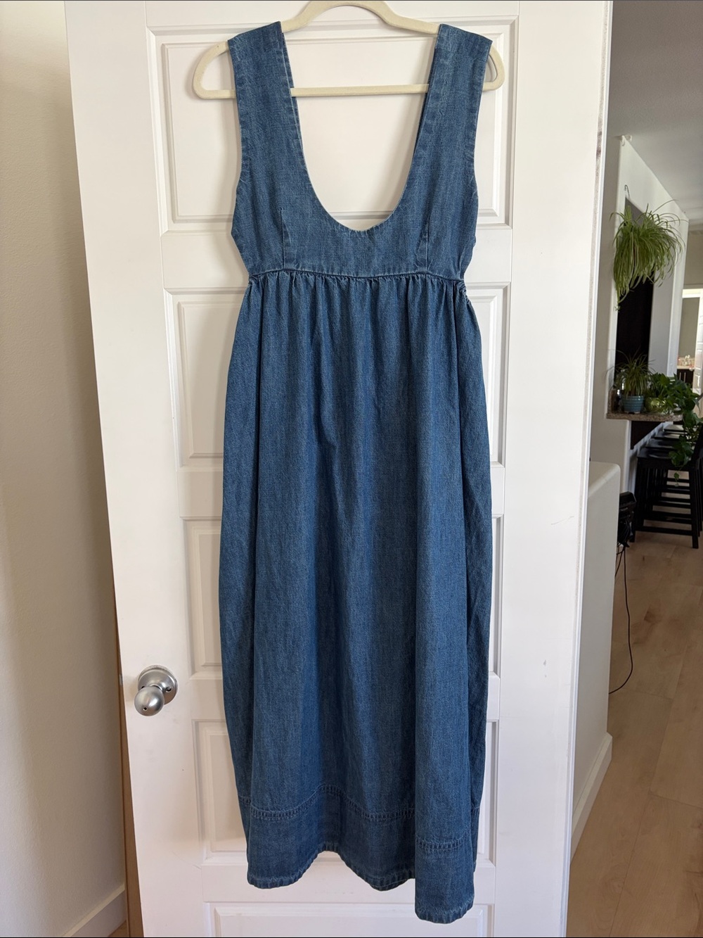 Free People Blue Sleeveless Denim Midi Dress